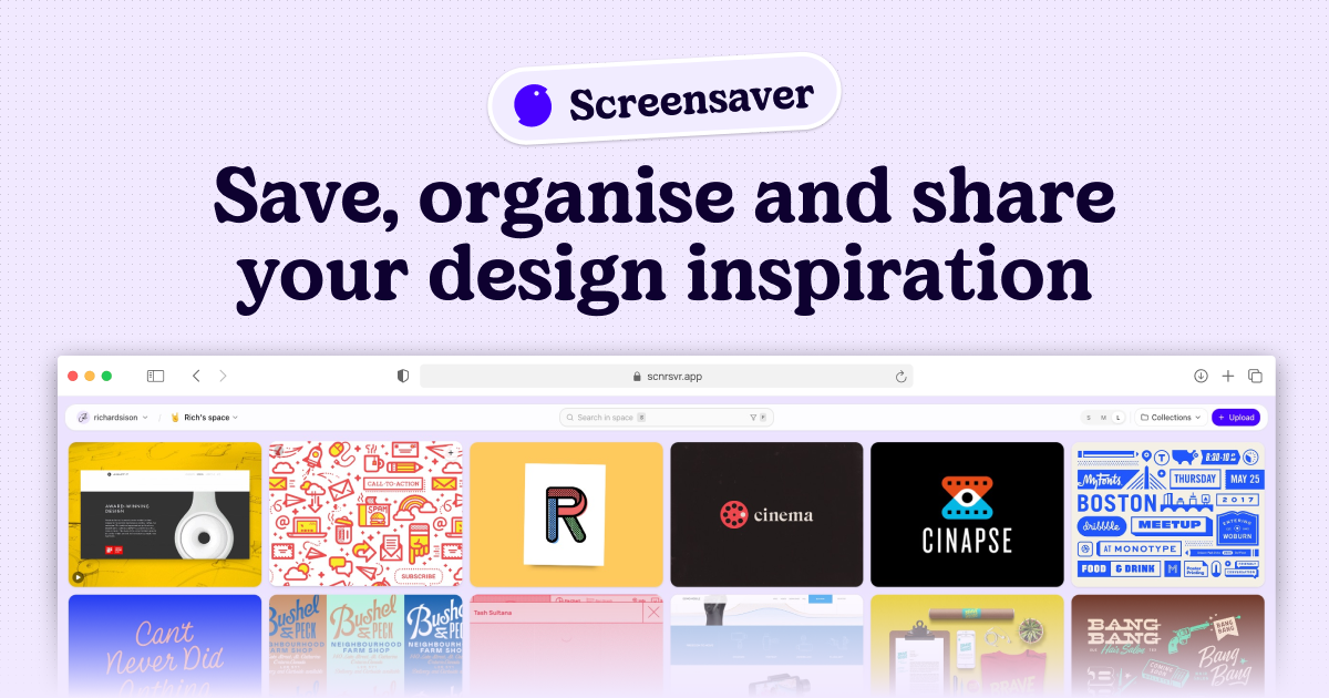 Screensaver • A visual bookmarking tool for designers
